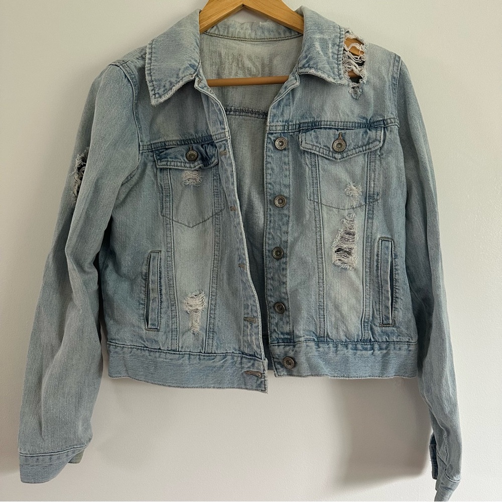 Rewash Blue Jean Jacket Classic Distressed Design